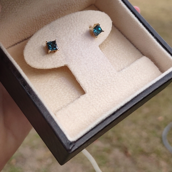 Angara 1.05 Blue Diamond Earrings W/Authenticity